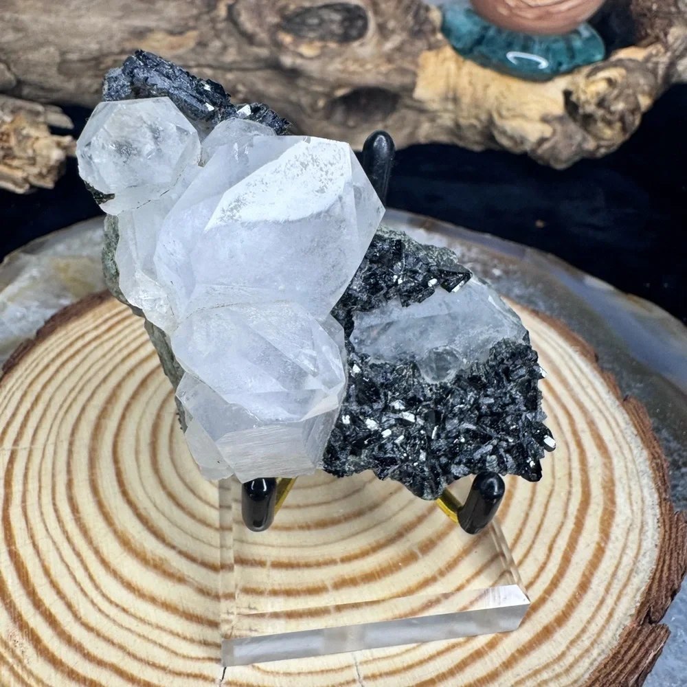 Black Epidote & Quartz Raw Specimen | Large Quartz Points | From Turkey - Picture 3 of 6